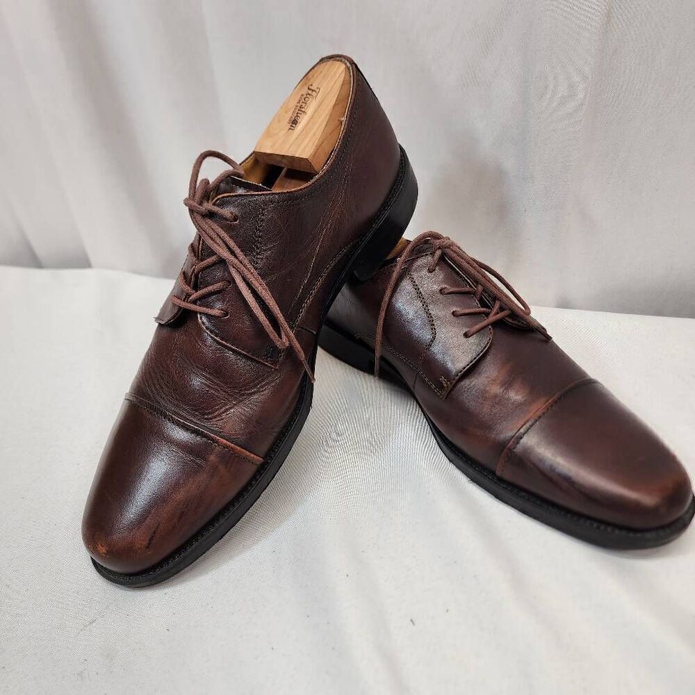 Chaps Men's Size 12M brown leather Oxford Dress Casual Shoes 96-7707 - Picture 2 of 9